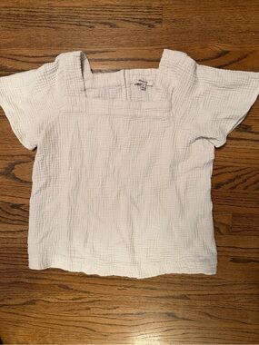 Madewell White Gauze Square-Neck Short Sleeve Top